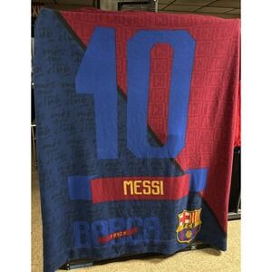Barcelona Lionel Messi 10 Sherpa Fleece Blanket 84" X 71"